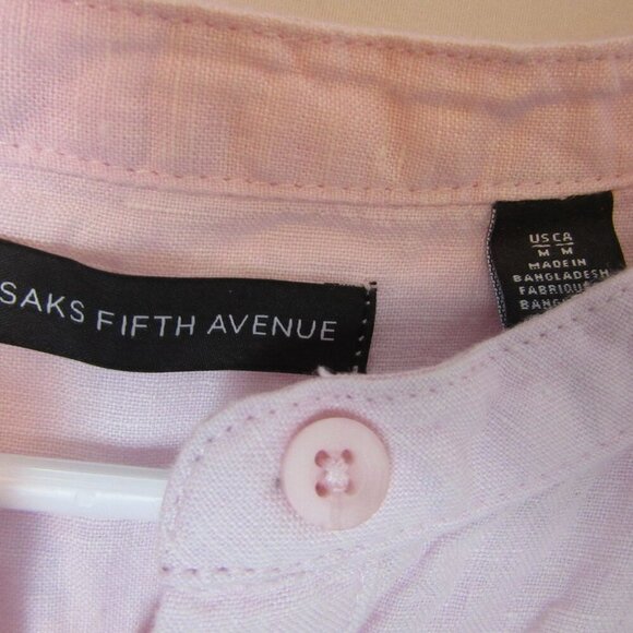 Saks Fifth Avenue Linen Shift Dress Medium Light Pink Sleeveless Buttons - Picture 4 of 5